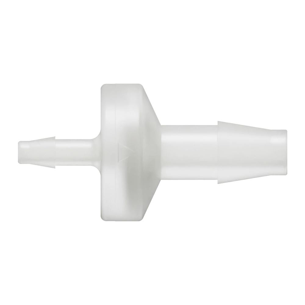 1/8" Hose Barb x 1/4" Hose Barb Natural Kynar® Enlarging Check Valve with Viton™ Diaphragm