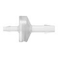 1/8" Hose Barb x 3/16" Hose Barb Natural Polypropylene Enlarging Check Valve with Silicone Diaphragm
