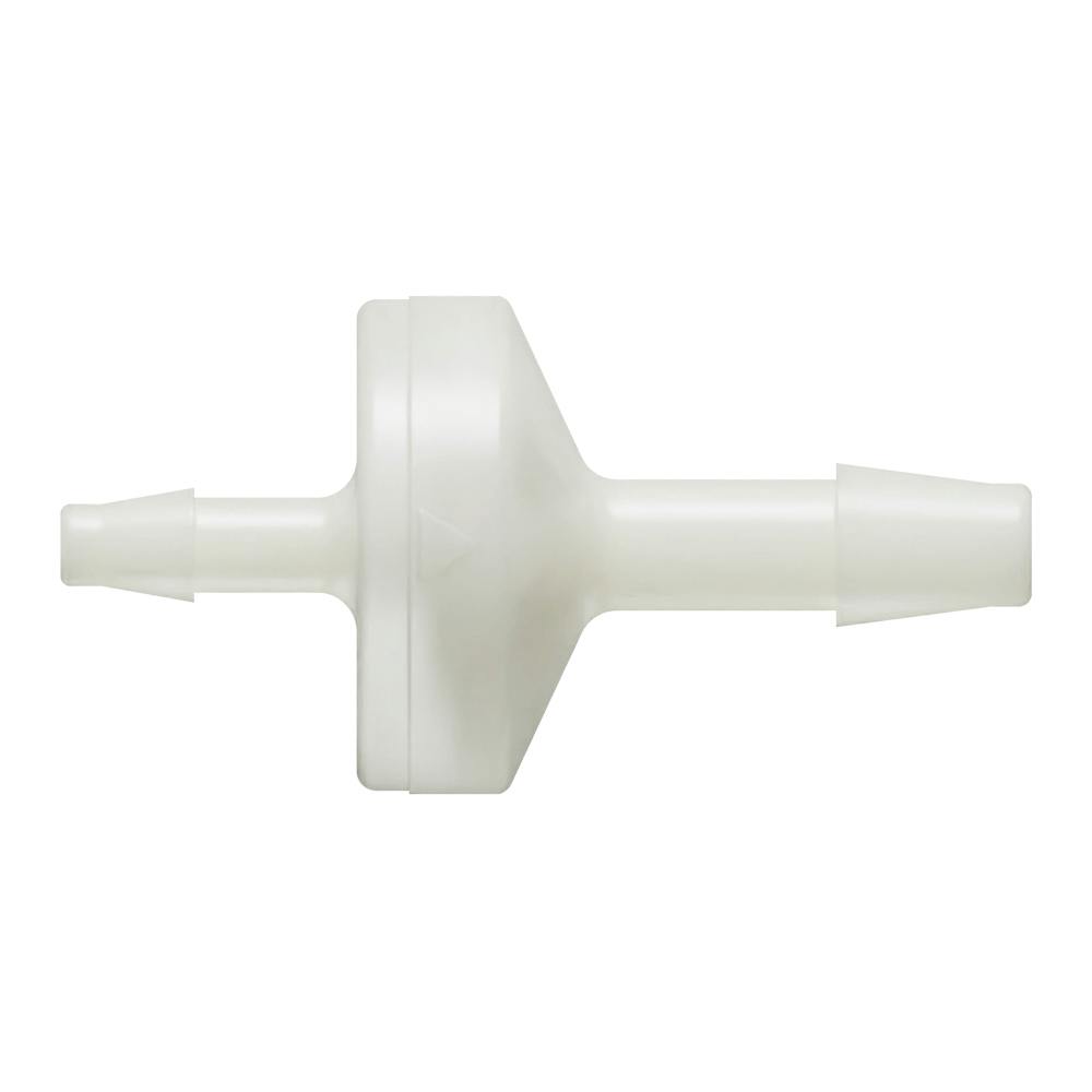 1/8" Hose Barb x 3/16" Hose Barb Natural Nylon Enlarging Check Valve with Silicone Diaphragm