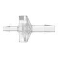 1/8" Hose Barb x 3/16" Hose Barb Natural Polycarbonate Enlarging Check Valve with Silicone Diaphragm