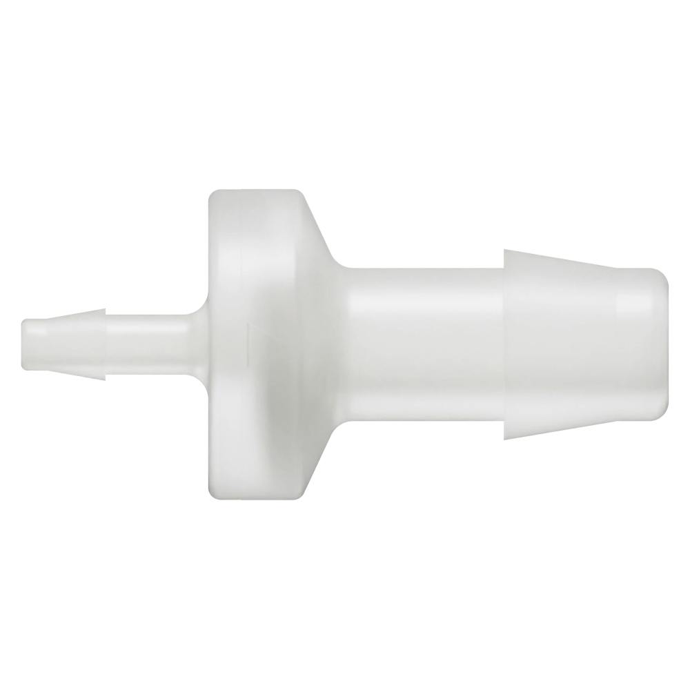 1/8" Hose Barb x 3/8" Hose Barb Natural Kynar® Enlarging Check Valve with Viton™ Diaphragm