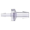 3/16" Hose Barb x 3/8" Hose Barb Gamma Stable Natural Polycarbonate Enlarging Check Valve with Silicone Diaphragm
