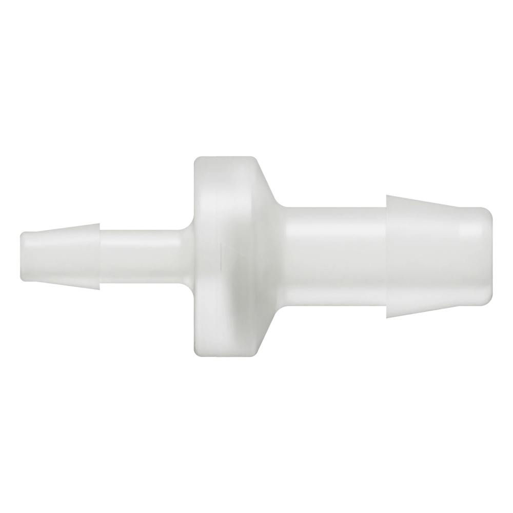 3/16" Hose Barb x 3/8" Hose Barb Natural Kynar® Enlarging Check Valve with Viton™ Diaphragm