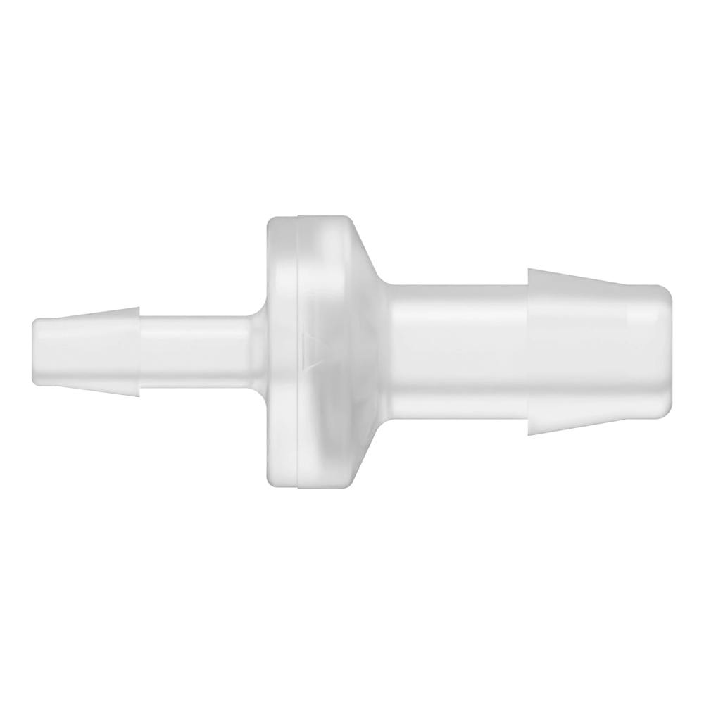 3/16" Hose Barb x 3/8" Hose Barb Natural Polypropylene Enlarging Check Valve with Viton™ Diaphragm