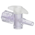 Locking Male Luer x Slip Male Luer Gamma Stable Natural Polycarbonate One-Way Luer Stopcock