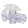 Locking Male Luer x Female Luer x Female Luer Gamma Stable Natural Polycarbonate Four-Way Luer Stopcock