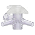 Slip Male Luer x Slip Male Luer x Female Luer Gamma Stable Natural Polycarbonate Four-Way Luer Stopcock