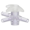Slip Male Luer x Slip Male Luer x Slip Male Luer Gamma Stable Natural Polycarbonate Four-Way Luer Stopcock