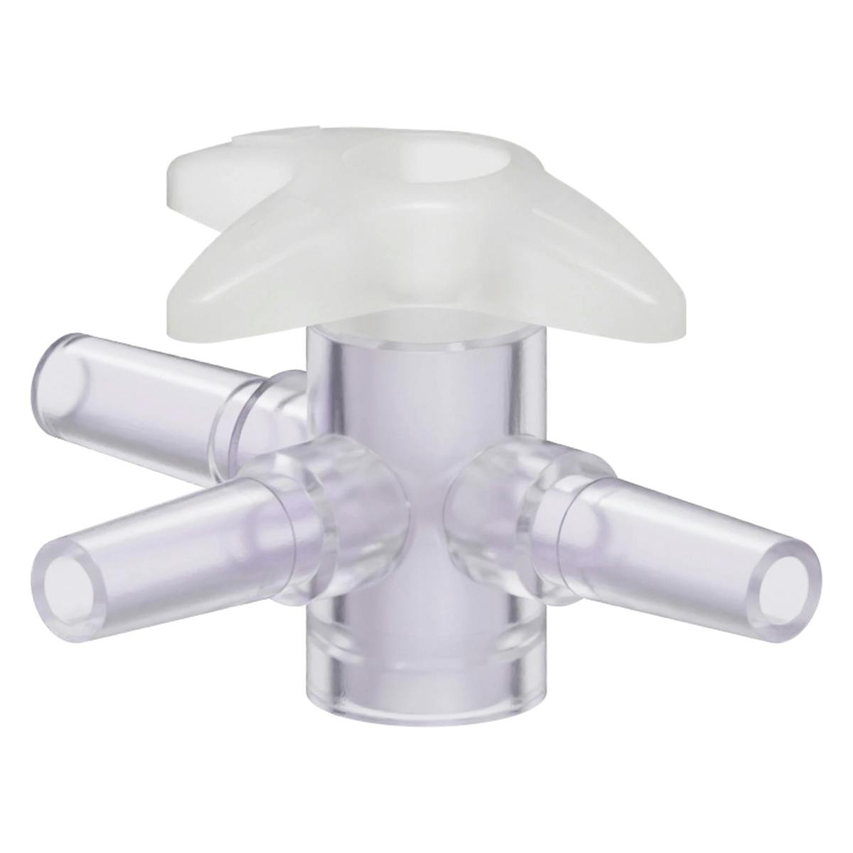 Slip Male Luer x Slip Male Luer x Slip Male Luer Gamma Stable Natural Polycarbonate Four-Way Luer Stopcock