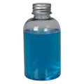 4 oz. Clear PET Squat Boston Round Bottle with 24/410 Brushed Silver Aluminum Cap with Foam Liner