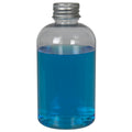 6 oz. Clear PET Squat Boston Round Bottle with 24/410 Brushed Silver Aluminum Cap with Foam Liner