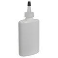 4 oz. White LDPE Oval Bottle with 24/410 Natural Yorker Dispensing Cap with Regular Black Tip