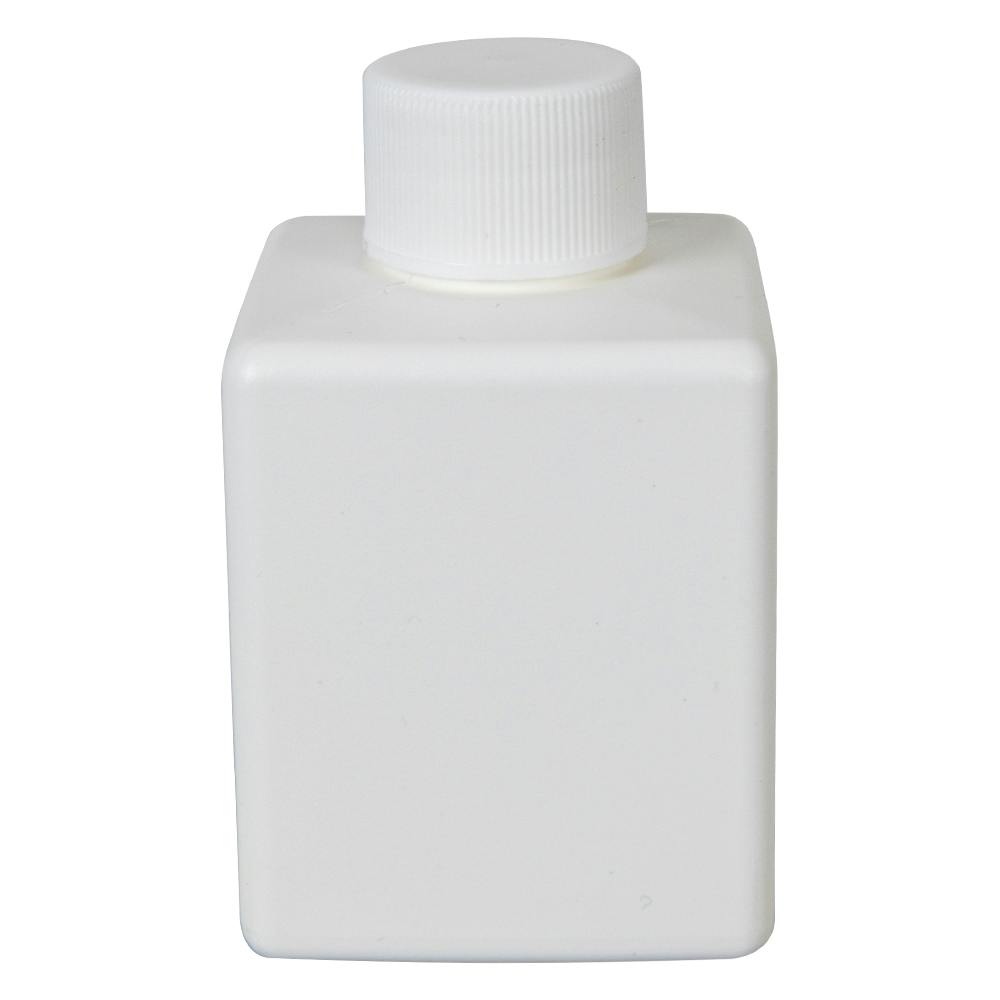 2-1/2 oz. White HDPE Square Bottle with 20/410 White Ribbed Cap with F217 Liner