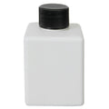 2-1/2 oz. White HDPE Square Bottle with 20/410 Black Ribbed Cap with F217 Liner