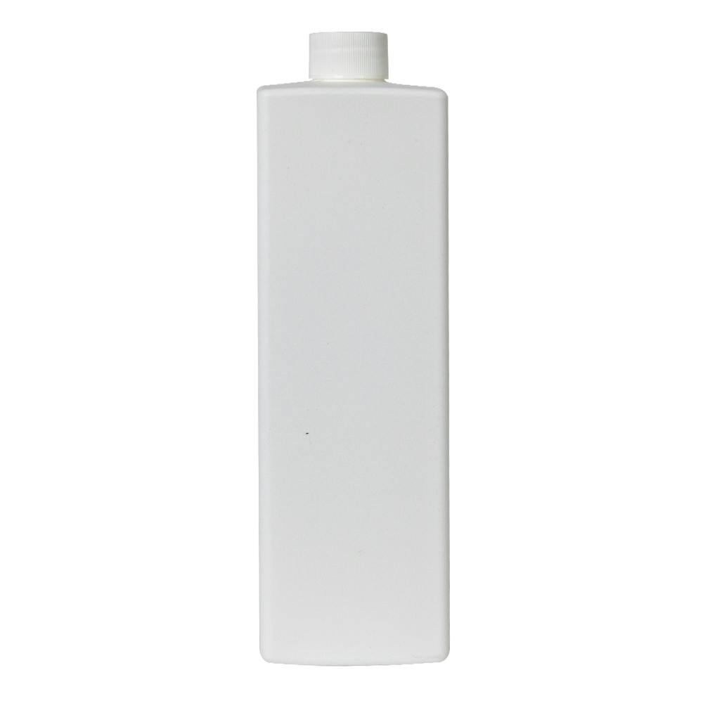 32 oz. White HDPE Square Bottle with 28/410 White Ribbed Cap with F217 Liner