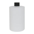 17 oz. White HDPE Squat Cylindrical Straight Bottom Bottle with 24/410 Black Ribbed Cap with F217 Liner