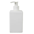 10 oz. White HDPE Square Bottle with 24/410 White Smooth Lock-Up Lotion Pump