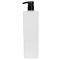 32 oz. White HDPE Square Bottle with 28/410 Black Smooth Lock-Down Showerproof Pump