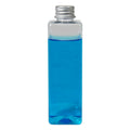 4 oz. Clear PET Square Bottle with 20/410 Brushed Silver Aluminum Cap with Foam Liner