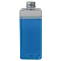 14 oz. Clear PET Square Bottle with 20/410 Brushed Silver Aluminum Cap with Foam Liner
