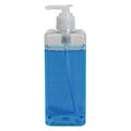 14 oz. Clear PET Square Bottle with 24/410 Ribbed Natural Lock-Down Lotion Pump & 2mL Output
