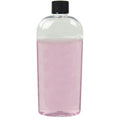 12 oz. Clear PET Cosmo High Clarity Oval Bottle with 24/410 Black Ribbed Cap with F217 Liner