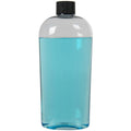 15.2 oz. Clear PET Vale High Clarity Oval Bottle with 28/410 Black Ribbed Cap with F217 Liner