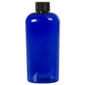 4 oz. Cobalt Blue PET Cosmo Oval Bottle with 20/410 Black Ribbed Cap with F217 Liner