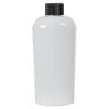 4 oz. White PET Cosmo Oval Bottle with 20/410 Black Ribbed Cap with F217 Liner