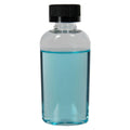 2 oz. Clear PET Cosmo High Clarity Oval Bottle with 20/400 Black Polypropylene Ribbed Child-Resistant Cap (CRC) with F217 Liner