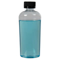 4 oz. Clear PET Cosmo High Clarity Oval Bottle with 20/400 Black Polypropylene Ribbed Child-Resistant Cap (CRC) with F217 Liner