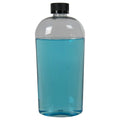 16 oz. Clear PET Cosmo High Clarity Oval Bottle with 24/400 Black Polypropylene Ribbed Child-Resistant Cap (CRC) with F217 Liner