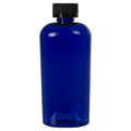 4 oz. Cobalt Blue PET Cosmo Oval Bottle with 20/400 Black Polypropylene Ribbed Child-Resistant Cap (CRC) with F217 Liner