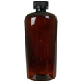 15.2 oz. Amber PET Vale High Clarity Oval Bottle with 24/400 Black Polypropylene Ribbed Child-Resistant Cap (CRC) with F217 Liner