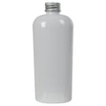 8 oz. White PET Cosmo Oval Bottle with 24/410 Brushed Silver Aluminum Cap with Foam Liner