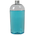 16 oz. Clear PET High Clarity Cosmo Oval Bottle with 24/410 Brushed Silver Aluminum Cap with Foam Liner