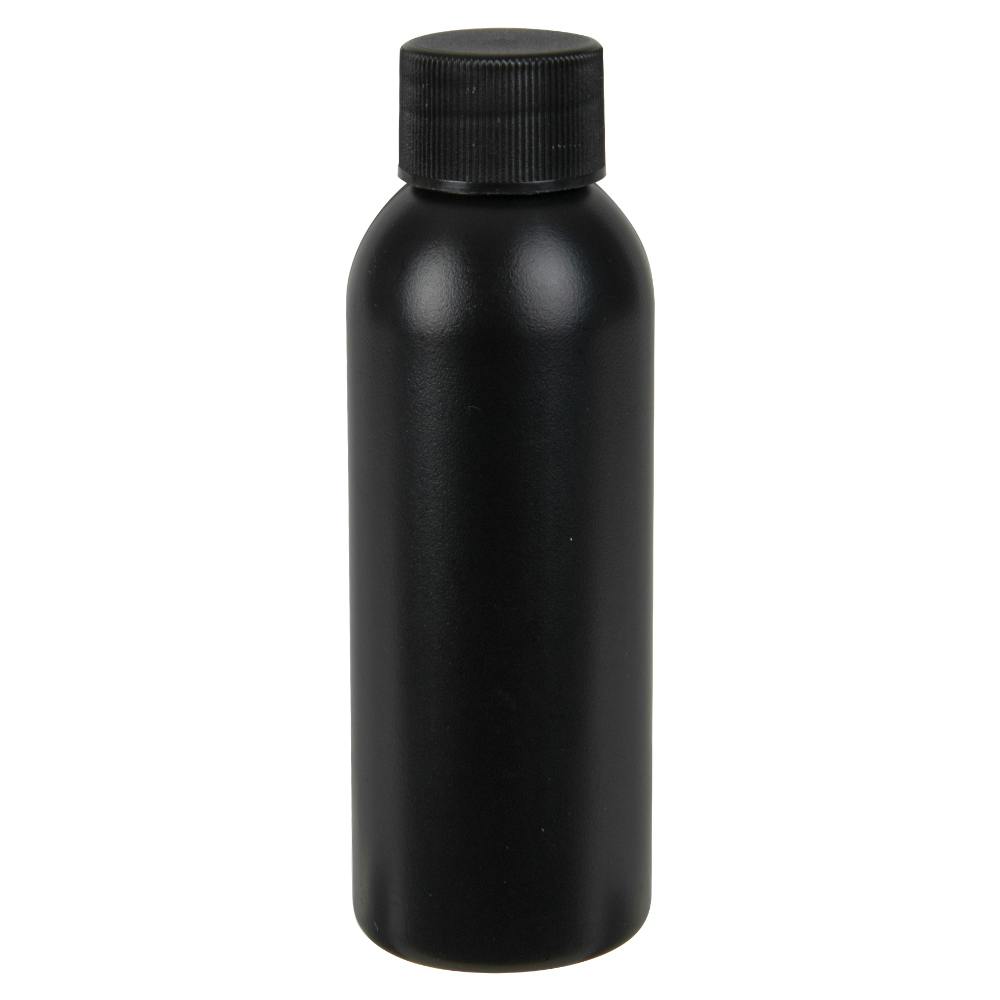 2 oz. Black HDPE Cosmo Bottle with 20/410 Black Ribbed Cap with F217 Liner