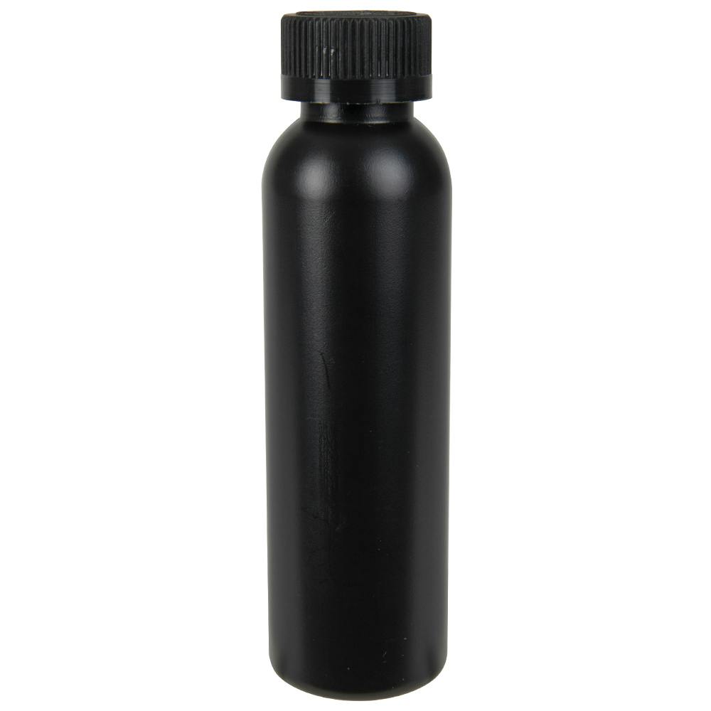 4 oz. Black HDPE Cosmo Bottle with 24/400 Black Ribbed Child-Resistant Cap (CRC) with F217 Liner