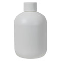 8 oz. White HDPE Stubby Boston Round Bottle with 24/410 White Ribbed Cap with F217 Liner