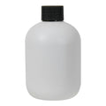 8 oz. White HDPE Stubby Boston Round Bottle with 24/410 Black Ribbed Cap with F217 Liner