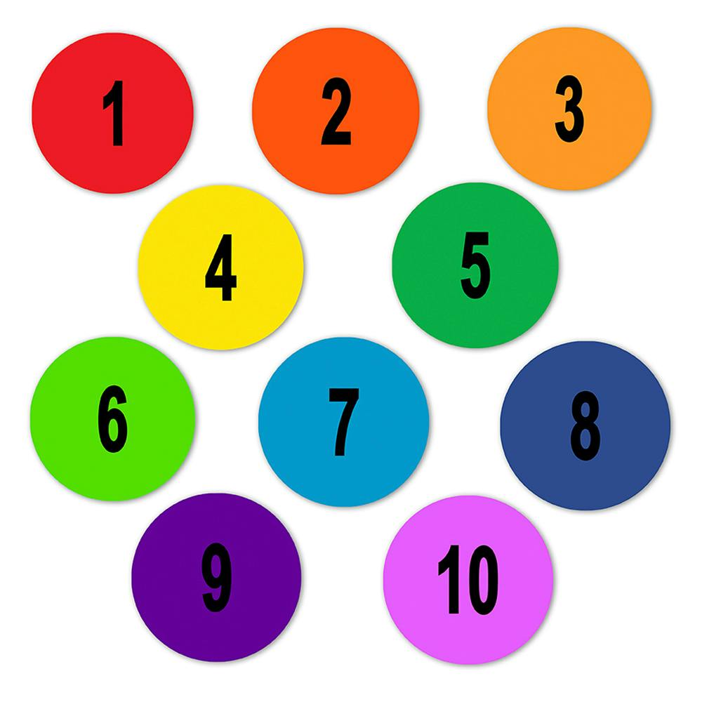 Numbers "1-10" Round Paper Labels - 2" Dia.