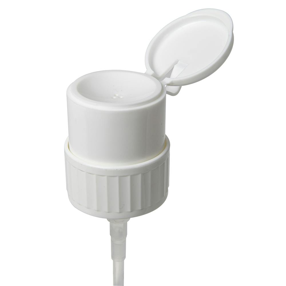 24/410 White Ribbed Lock-Up Well-Style Pump with 4-15/16" Dip Tube