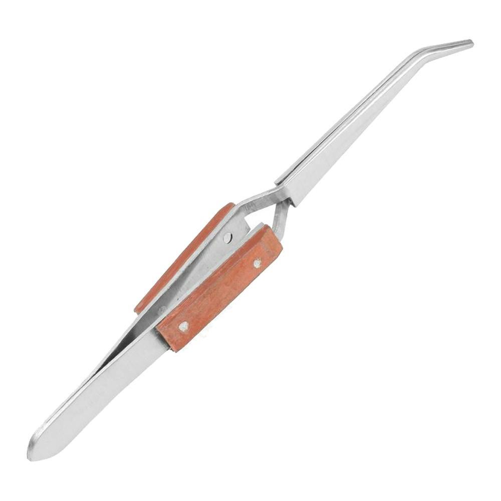 6-1/2" Curved Self-Closing Stainless Steel Insulated Soldering Tweezers