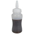 12 oz. Natural LDPE Round Wide Mouth Squeeze Sauce Bottle with 53mm White HDPE Precise Dispensing Nozzle Cap
