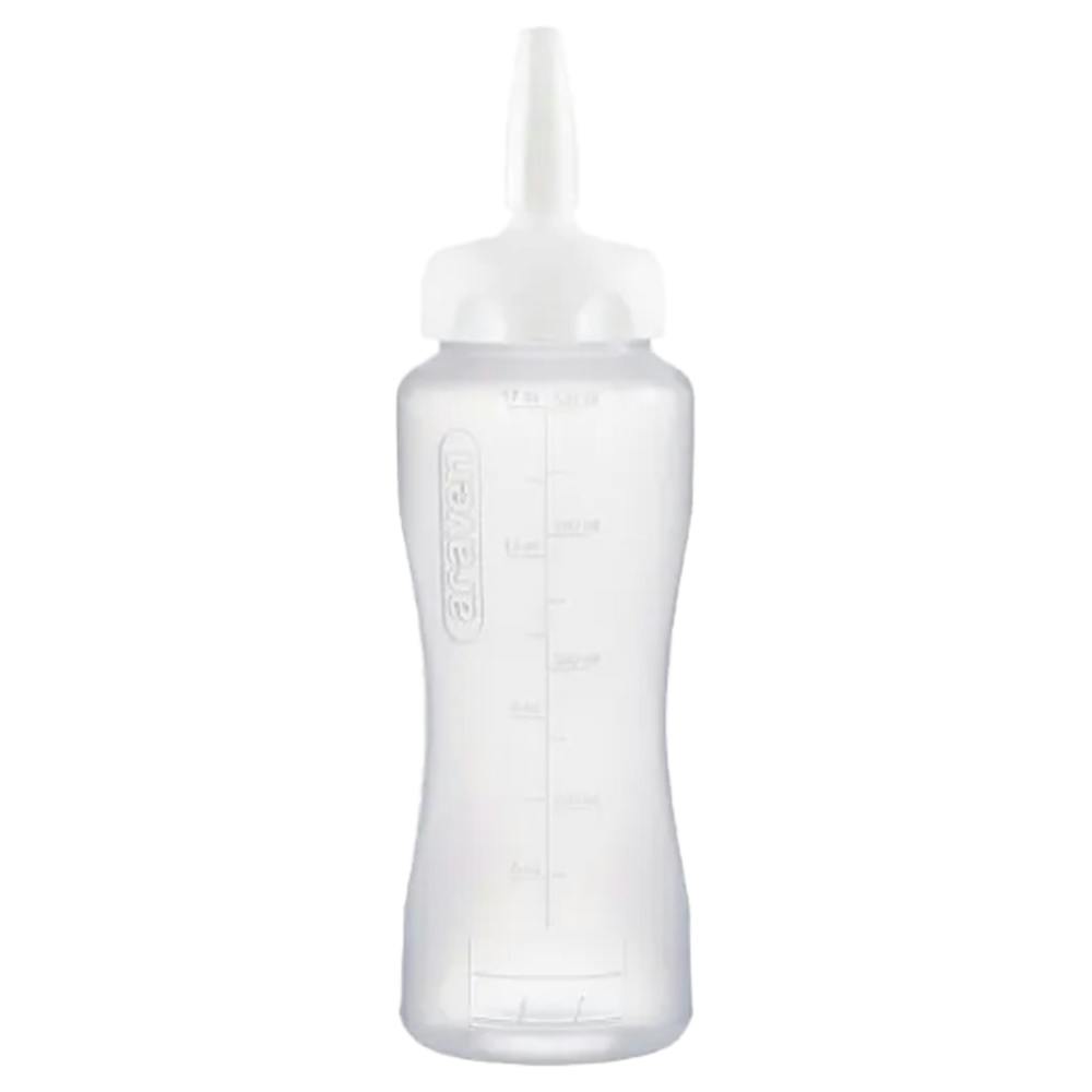 17 oz. Natural LDPE Round Wide Mouth Squeeze Sauce Bottle with 53mm White HDPE Precise Dispensing Nozzle Cap