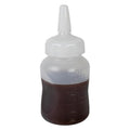 3 oz. Natural LDPE Round Mini Squeeze Sauce Bottle with White HDPE Precise Dispensing Nozzle Cap