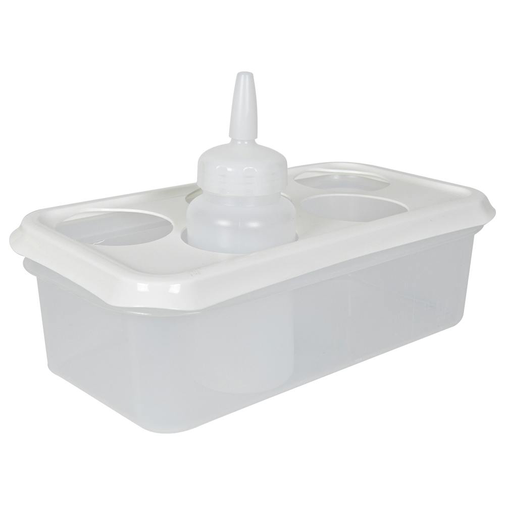 5-Hole Natural Polypropylene Sauce Bottle Organizer with Lid