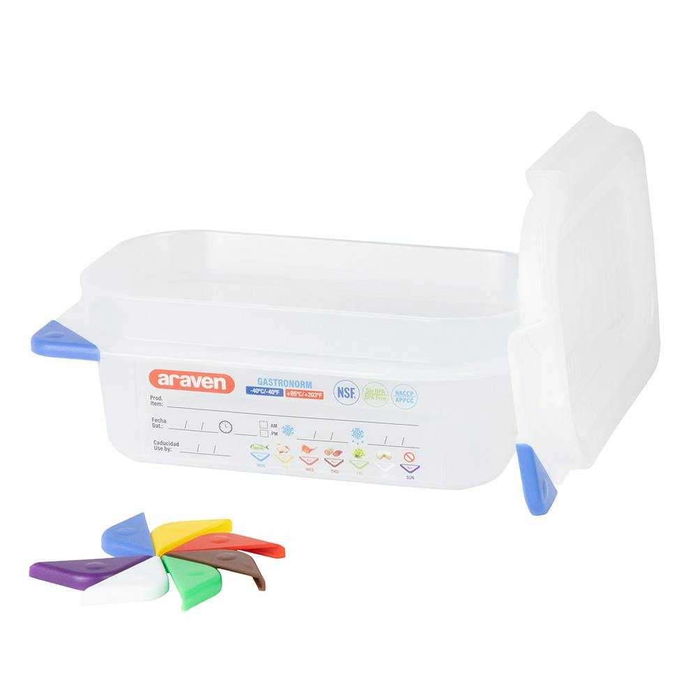 1/9 Size Clear Polyproylene Airtight Food Pan with LDPE ColorClip Lid - 0.6 Quart