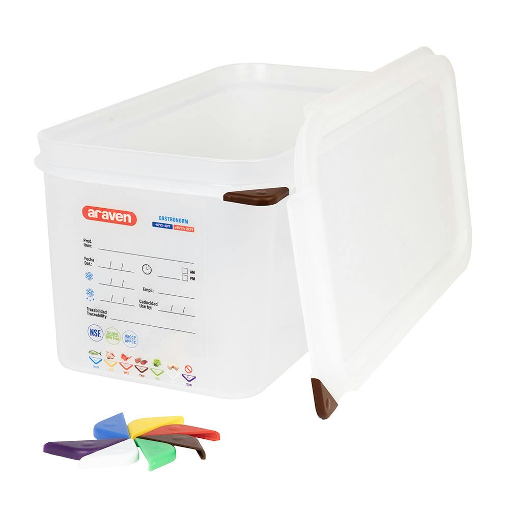 1/4 Size Clear Polyproylene Airtight Food Pan with LDPE ColorClip Lid- 4.5 Quart