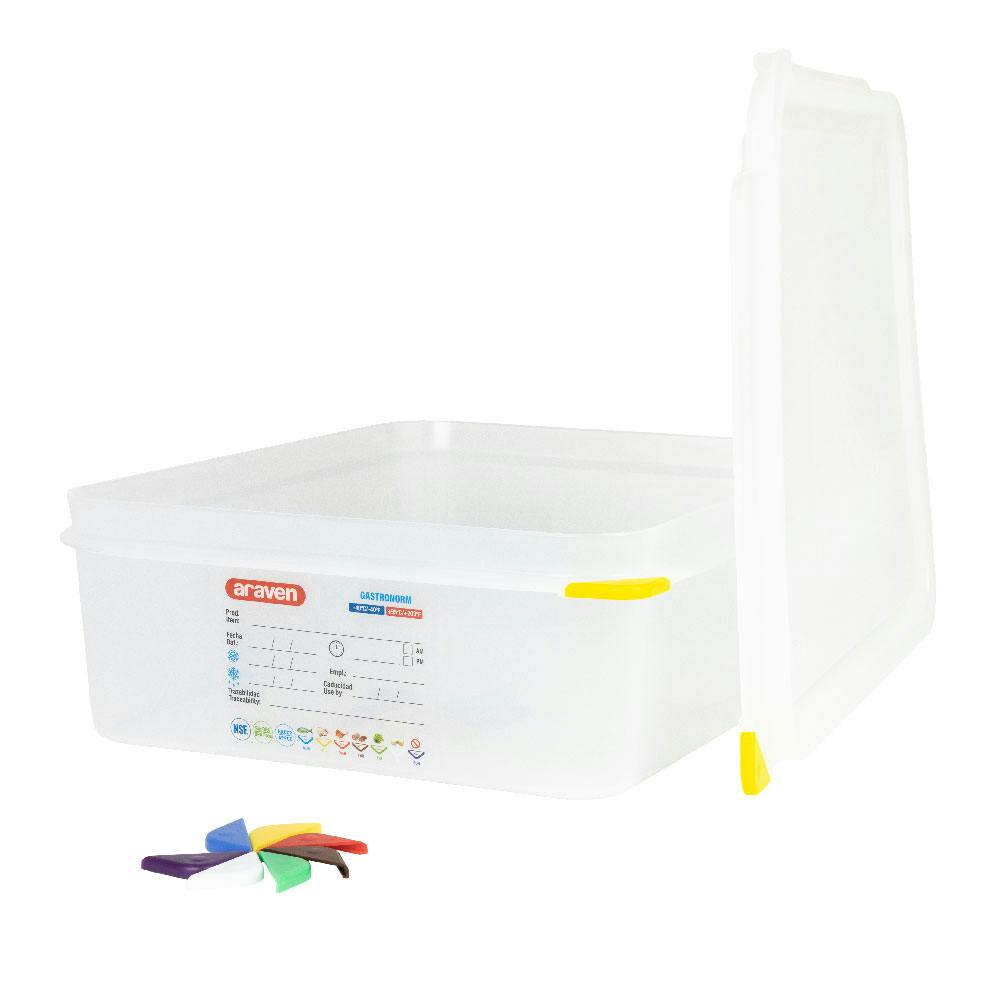 1/2 Size Clear Polyproylene Airtight Food Pan with LDPE ColorClip Lid - 6.8 Quart